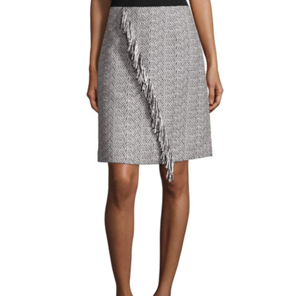 Kobi Halperin Black and White Fringe Skirt